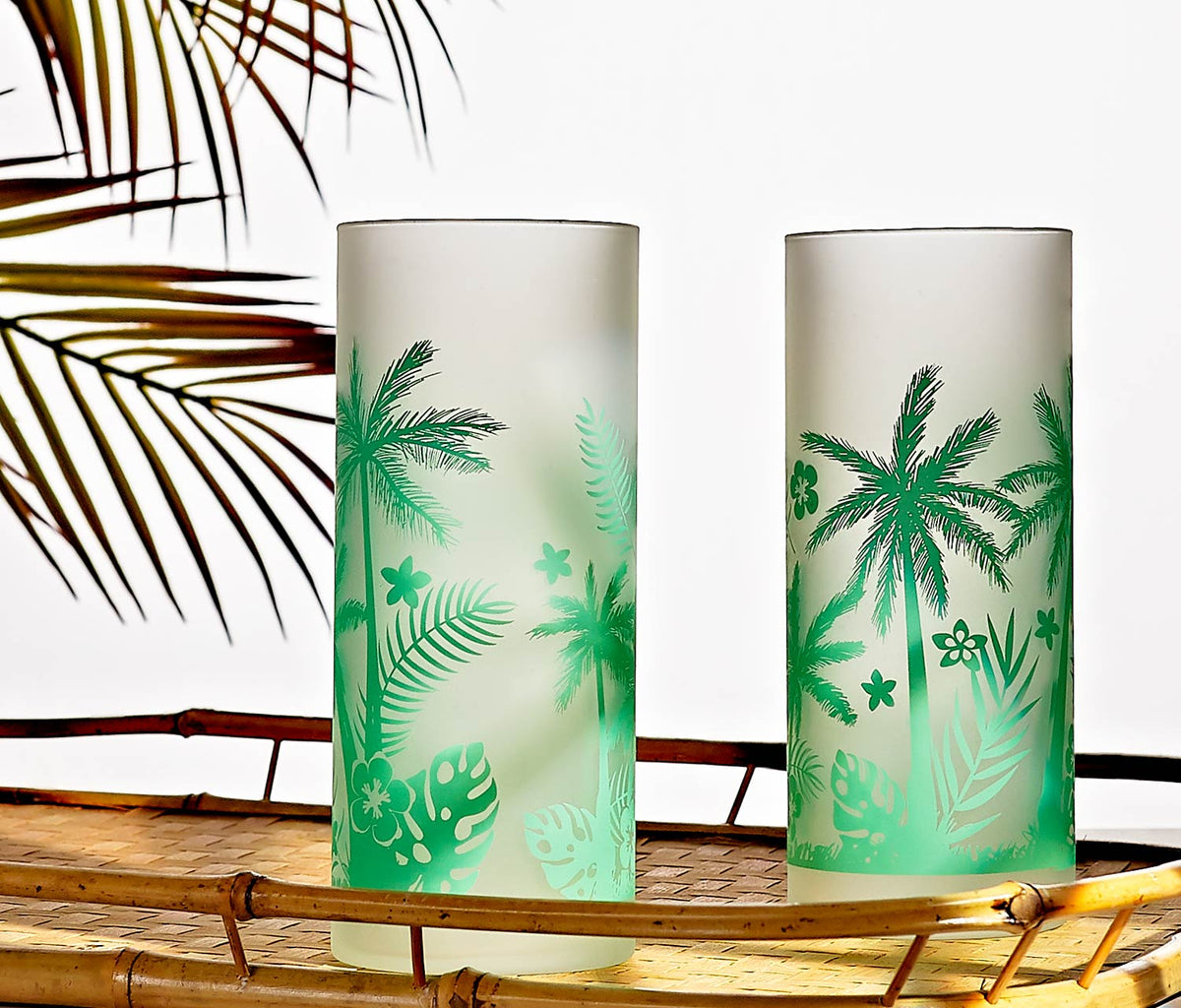 Frosted Palm Trees Cooler Highball Glasses - Lollygag.co