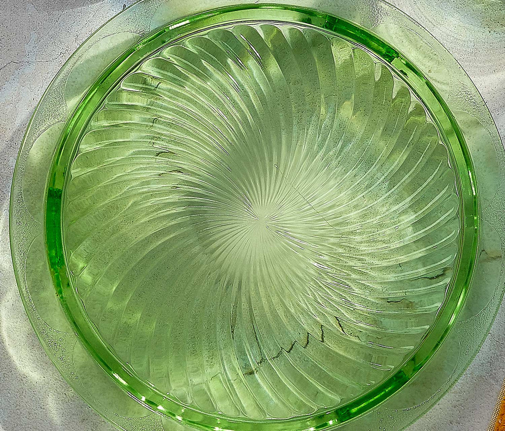 Vintage Green Glass Cake Stand - Lollygag