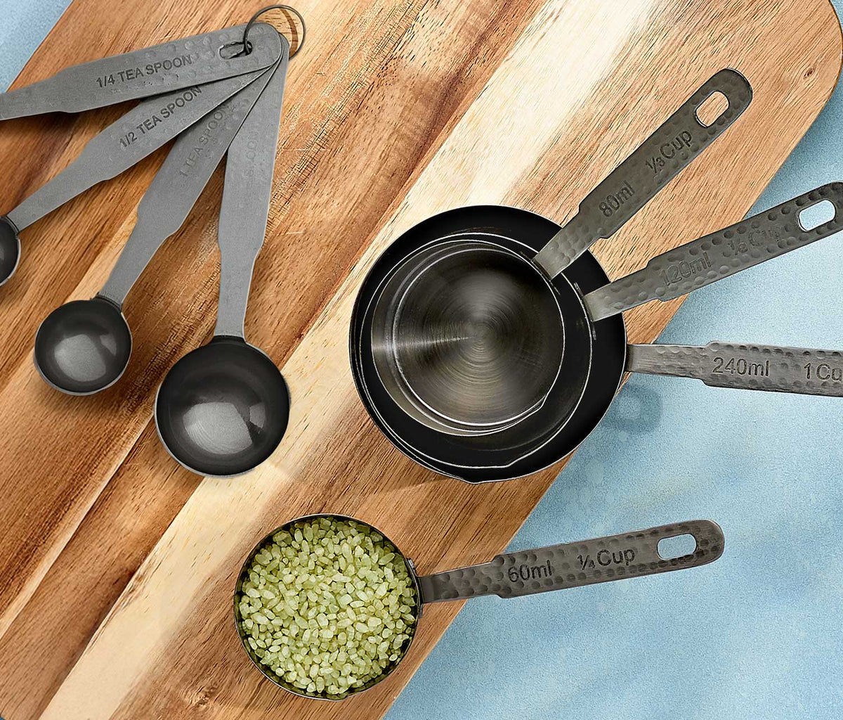Hammered Gunmetal Measuring Spoons Set: Danica Heirloom - Lollygag.co