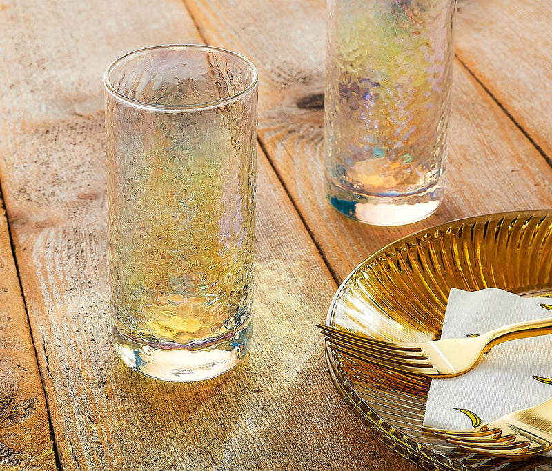 Prism Rainbow Hammered Tall Tumbler Glasses Set