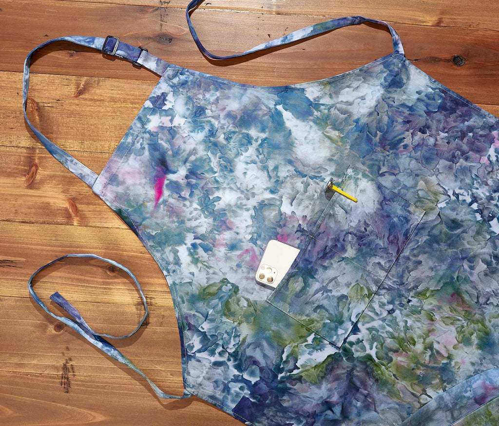 Hand made green-Tie Ice Dyed Apron and Dish Towels-lollygag