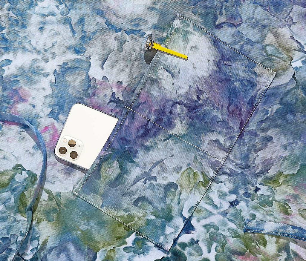 Hand made green-Tie Ice Dyed Apron pocket-lollygag