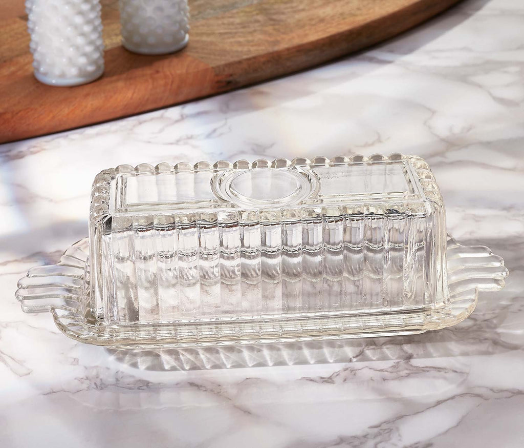 Vintage Hazel Atlas Deco Glass Butter Dish-lollygag