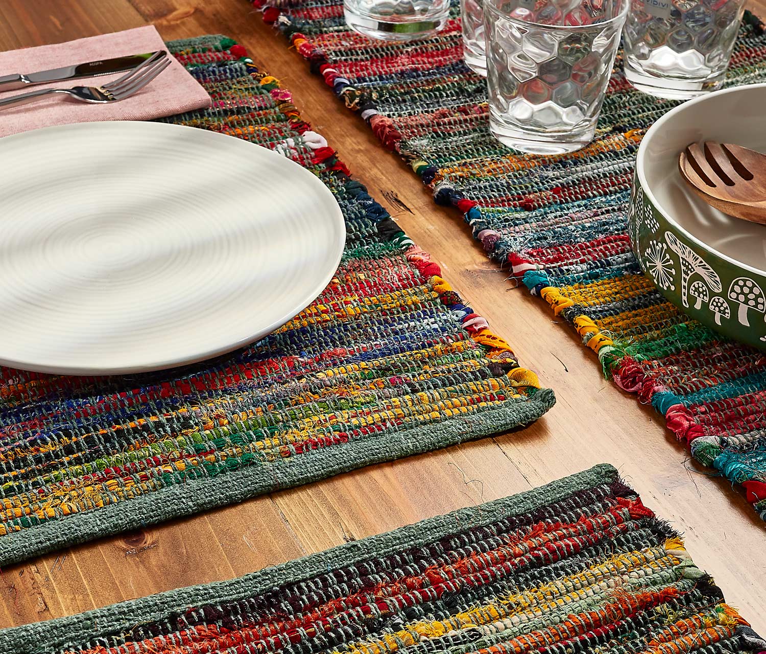 Jade Samsara Striped Woven Placemat Set