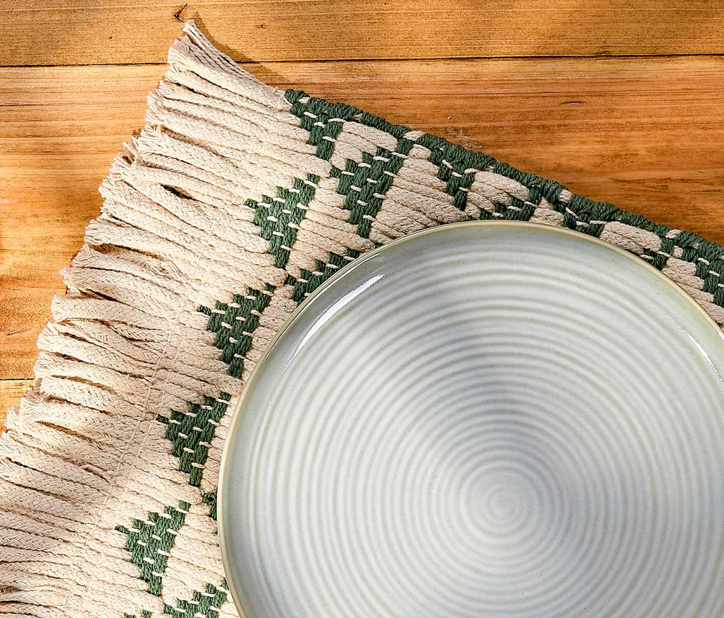 Green cotton fringe placemats - lollygag