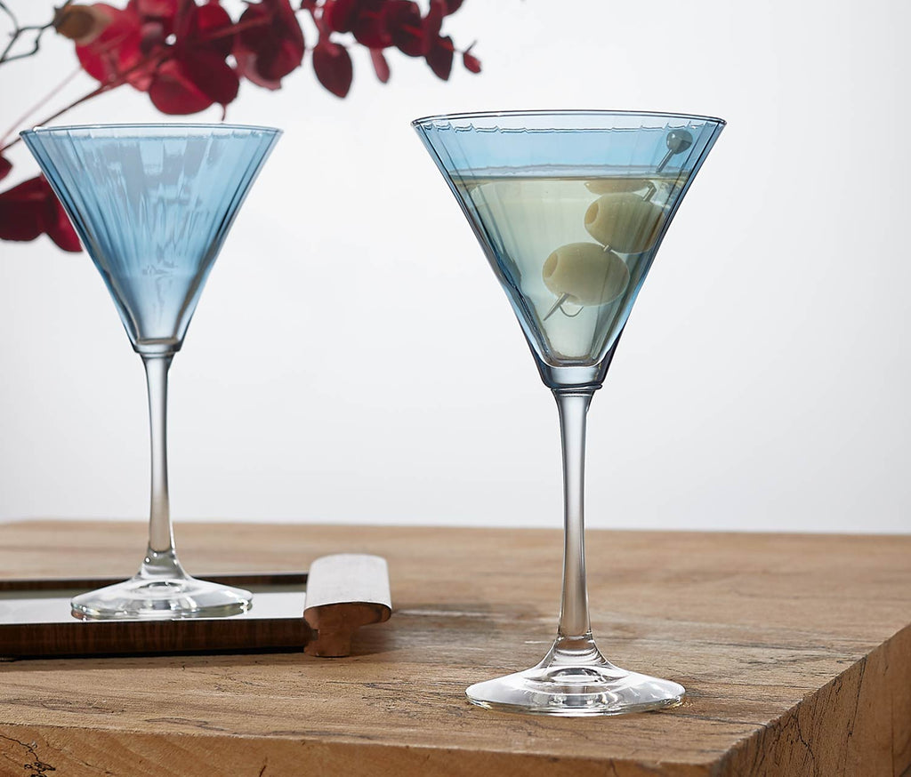 Linear Blue Steel LG Martini Glass Set - Lollygag
