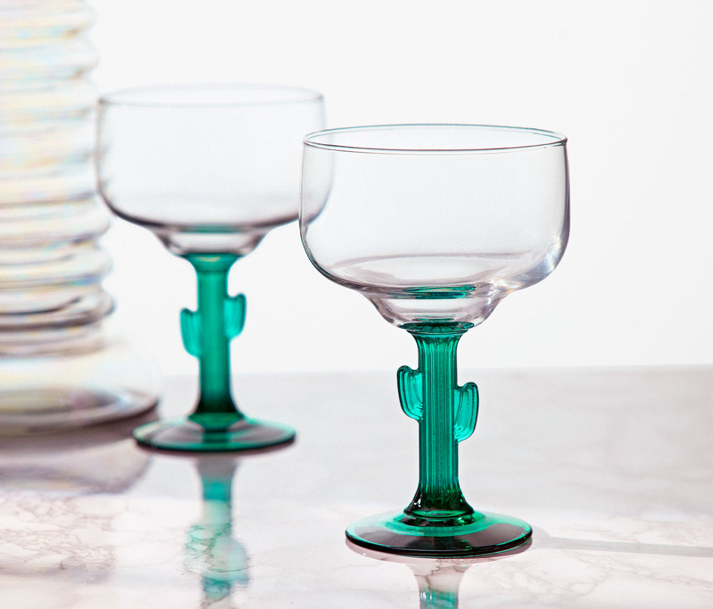 Libbey Green Cactus Margarita Glasses