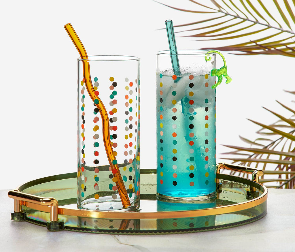 Libbey Tiki Flower Power Dots Highball Glass Set - lollygag