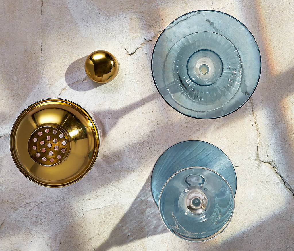 Lillian Linear Blue Steel LG Martini Glass Set