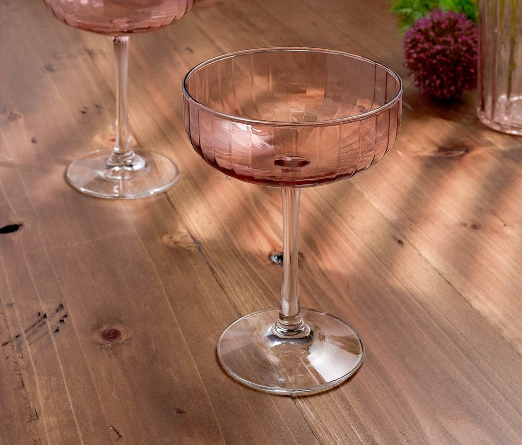 Modern pink Linear glass on wooden background = Lollygag