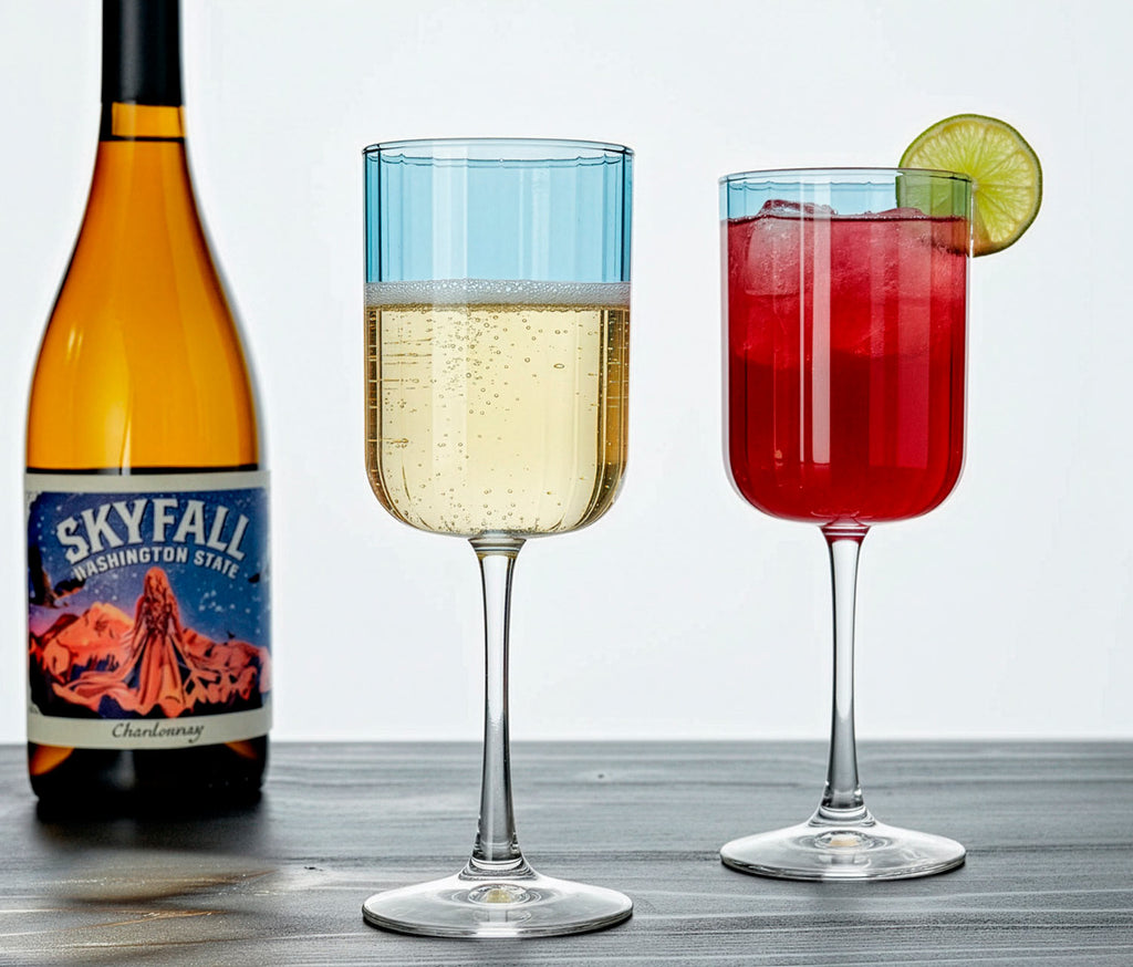 Lillian Linear Blue Steel LG Cocktail/ Wine Glass Set -lollygag