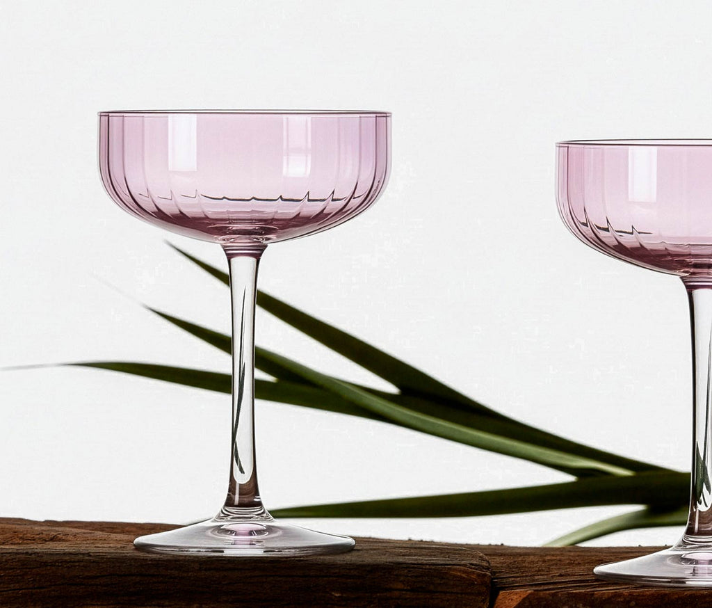 🔥 Lillian Linear Mauve Pink Coupe Glass Set