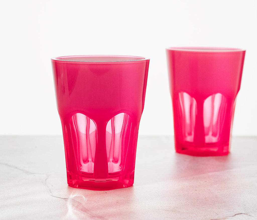 Mario Luca Hot PInk Double Faced Acrylic Tumblers Set