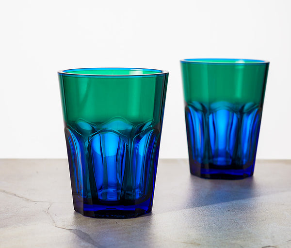 Mario Luca Petroleum Green-Cerulean Blue Double Face Acrylic Tumblers Set