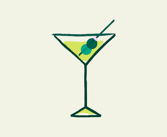 Martini bar glass with cocktail retro illustration - lollygag
