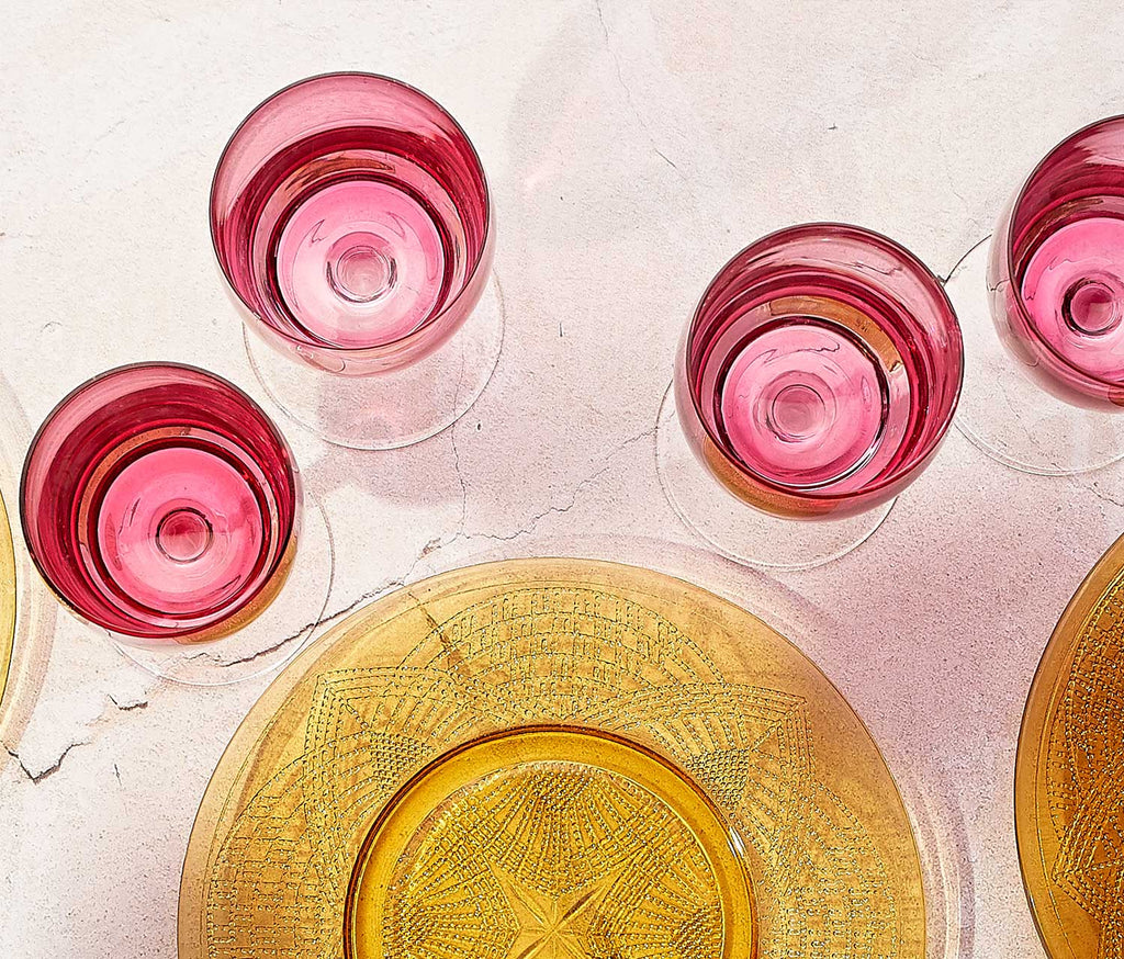 Merlot Magenta Wine Glasses Set: Vintage