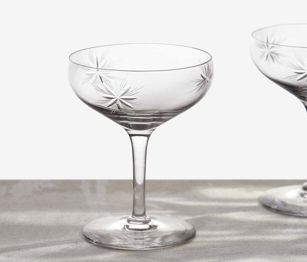 Vintage Fostoria Etched Starbursts Short Cocktail Glasses