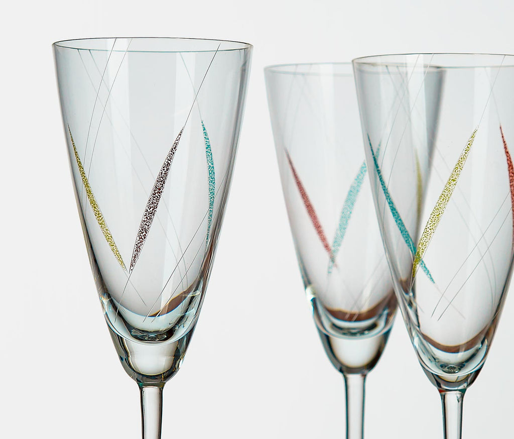 vintage  Colorful Ribbon Wine Glasses - lollygag