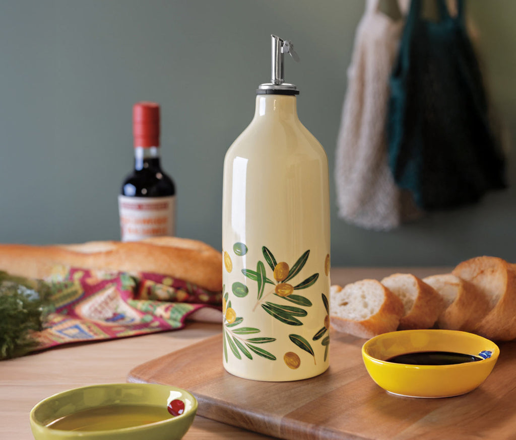 Hand Painted Olive Branch Stoneware Cruet- Lollygag