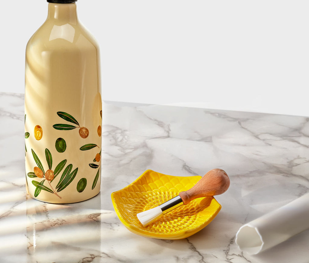 Cruet and Ceramic Yellow Grater Set with Brush -Lollygag