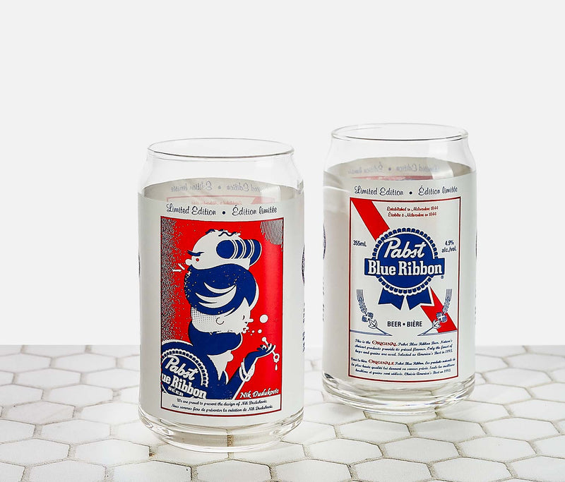 Rare Canadian Pabst Beer Can Limited Edition Collector's Glasses