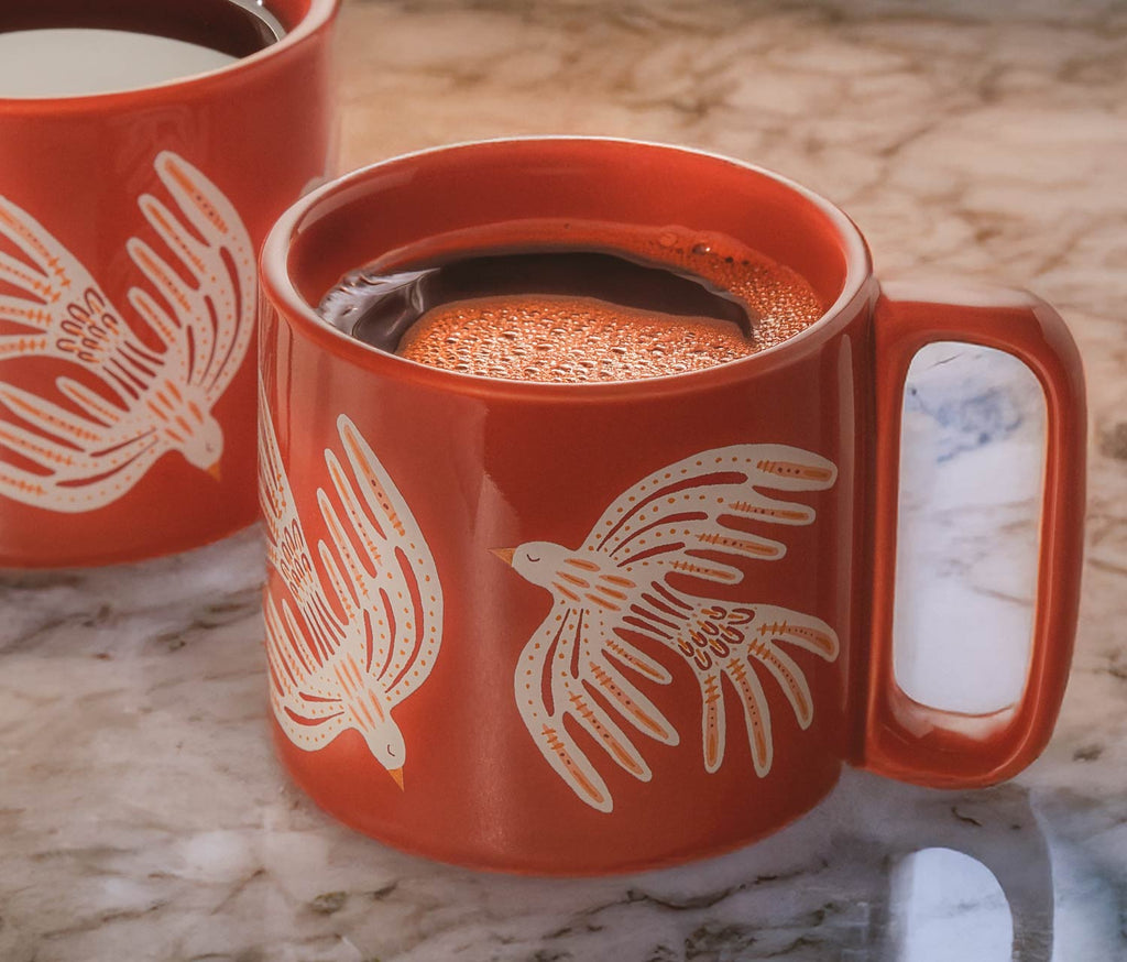 Plume Birds Crimson Midi Mug Set