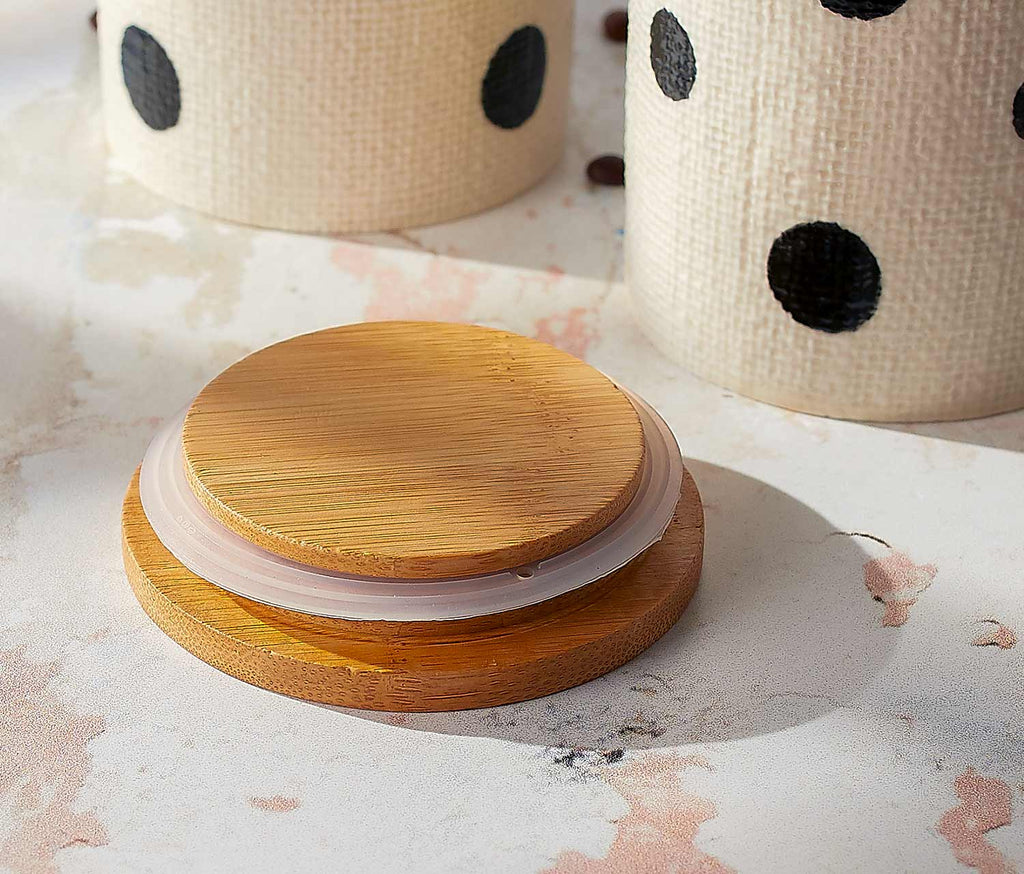 Stoneware Round Jars with Bamboo Wood Lid