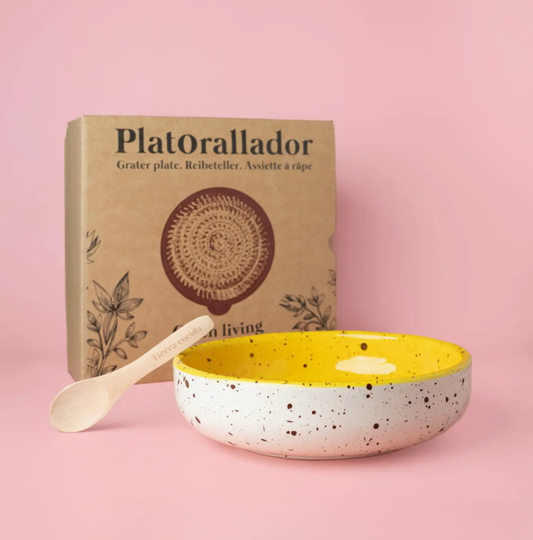 Handmade Yellow Cinnamon Large Ceramic Grater Plate set