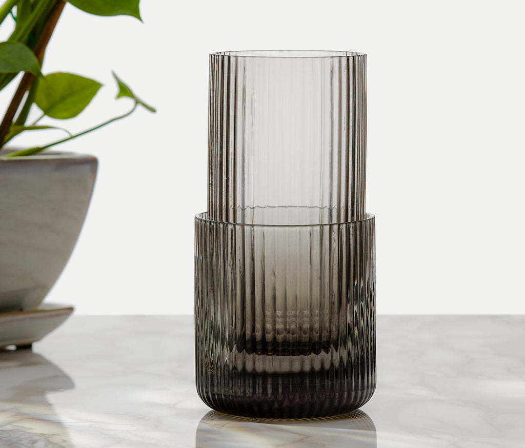 smoke grey textured low ripple texture low/tall drinking/tumbler glasses - lollygag