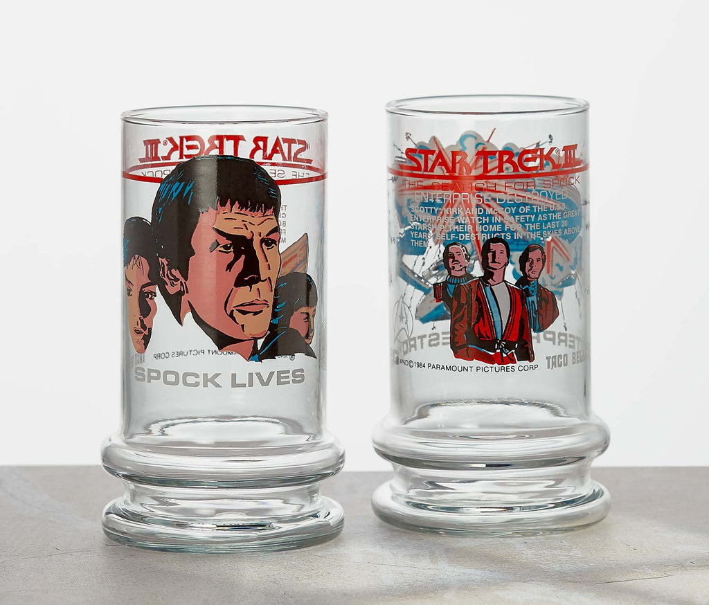 Star Trek III 1984 enterprise and spock Tumbler set