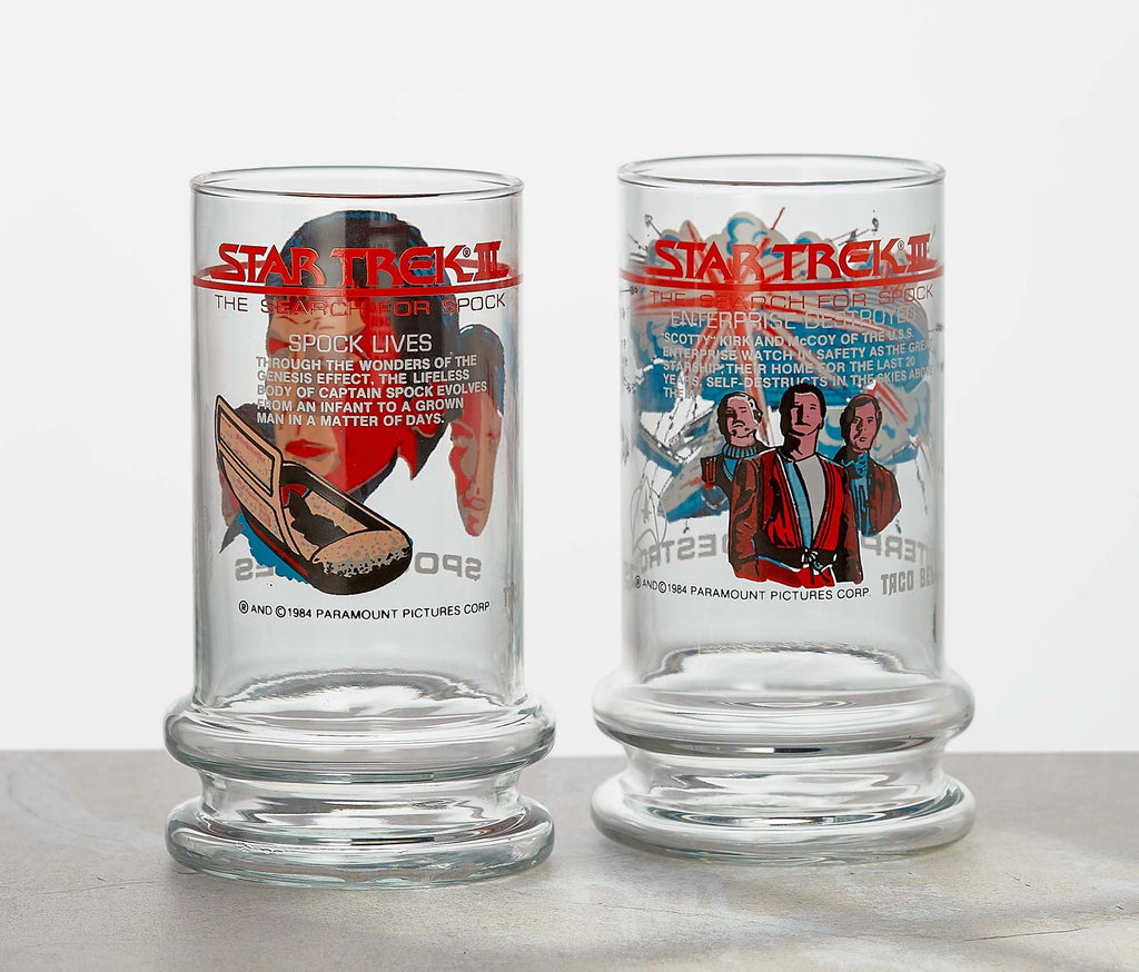 Star Trek III 1984 enterprise and spock Tumbler set