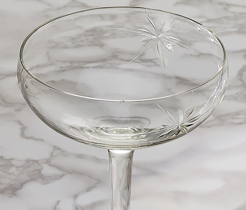 Tall Mid-Century Starburst Coupe Glass