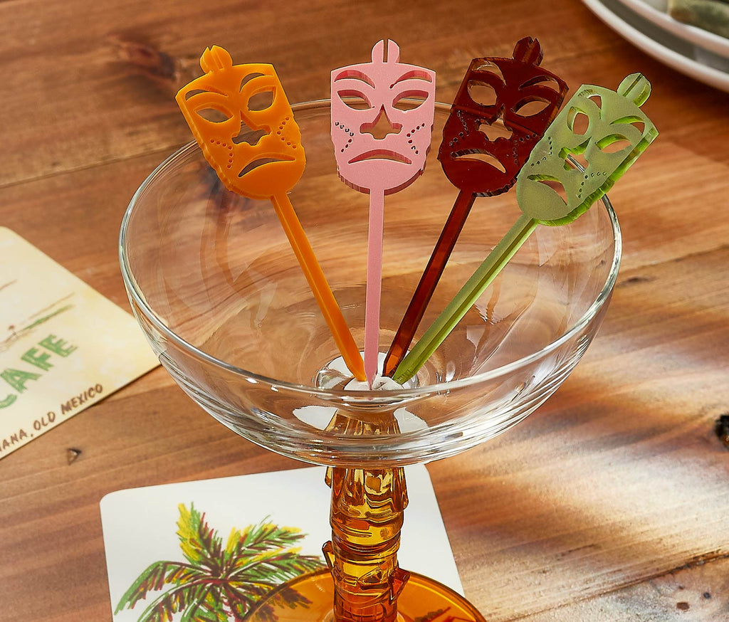 Amber Tiki Stem Coupe Cocktail Glass Sets