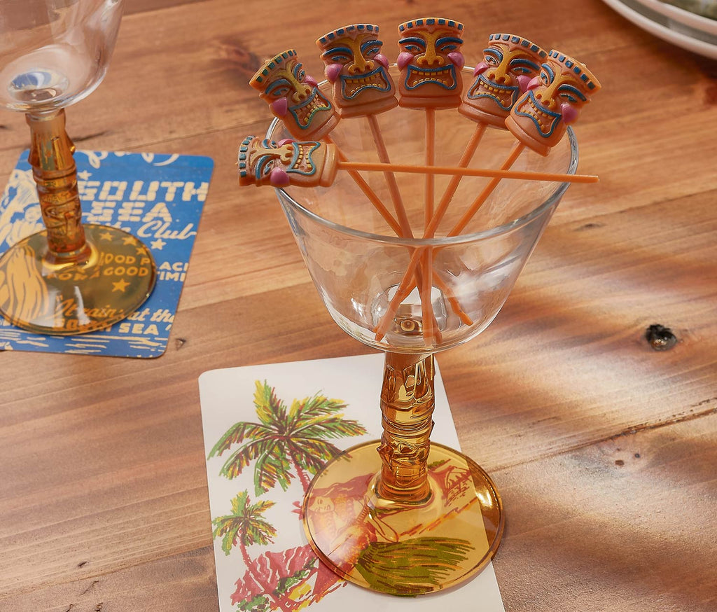 Mai Tai Tiki Stem Glass and Vintage 
Cocktail sticks  - Lollygag