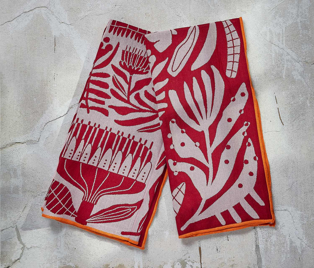 Venus Flytrap Cotton Kitchen burgundy red kitchen Towel - Lollygag