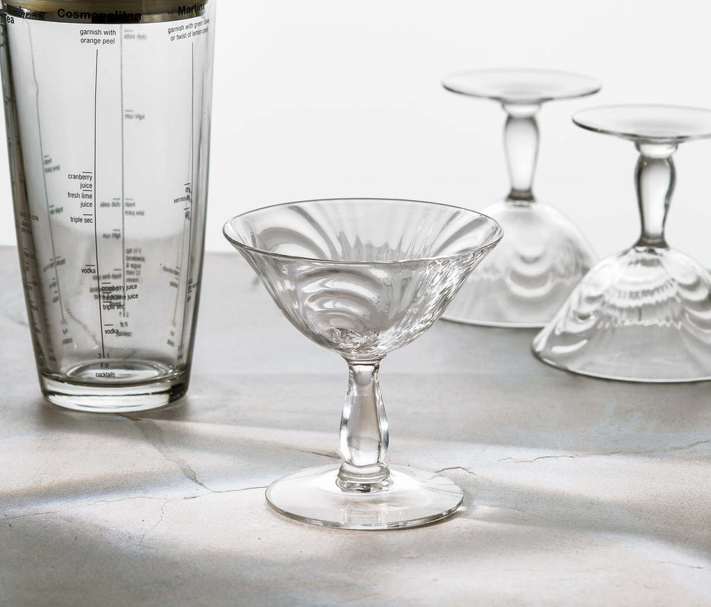 Vintage Cambridge Coupe Glass & Shaker bar Set 