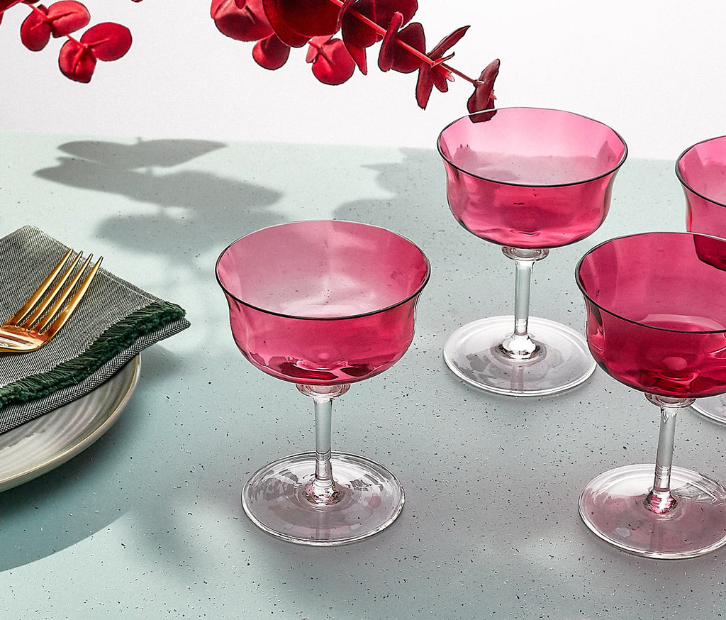 vintage cranberry coupe sherbet glasses