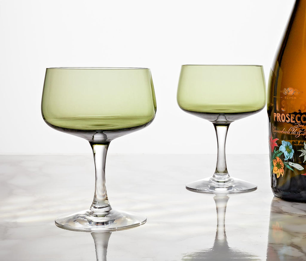 Vintage Fostoria Green Coupe Glass Set - Lollygag