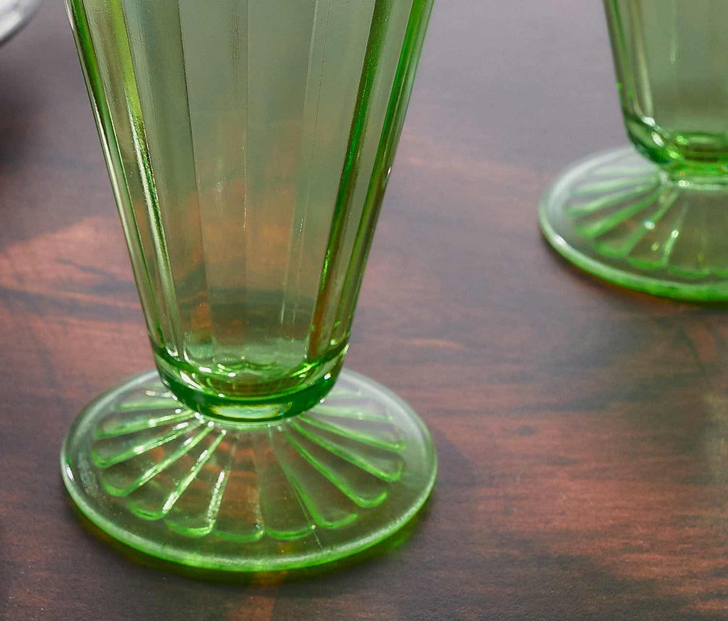 Vintage Green Dessert Ice Cream Footed Glass - Lollygag