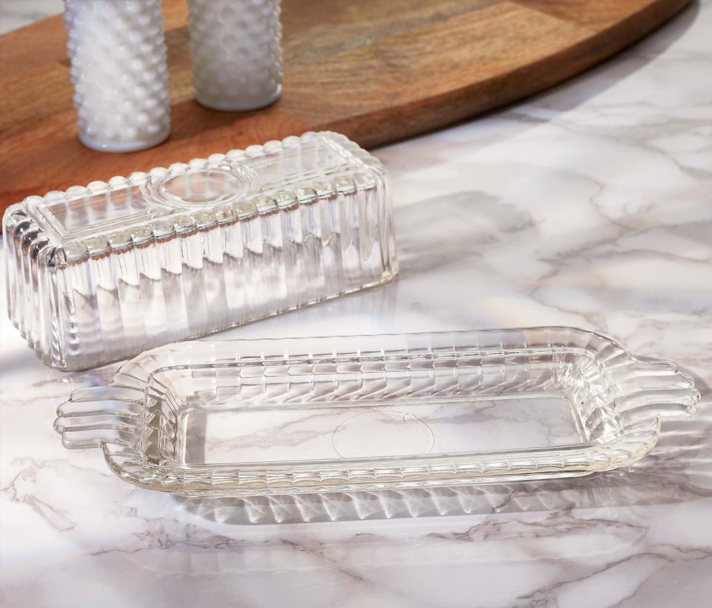 Hazel Atlas Deco Glass Butter Dish-lollygag