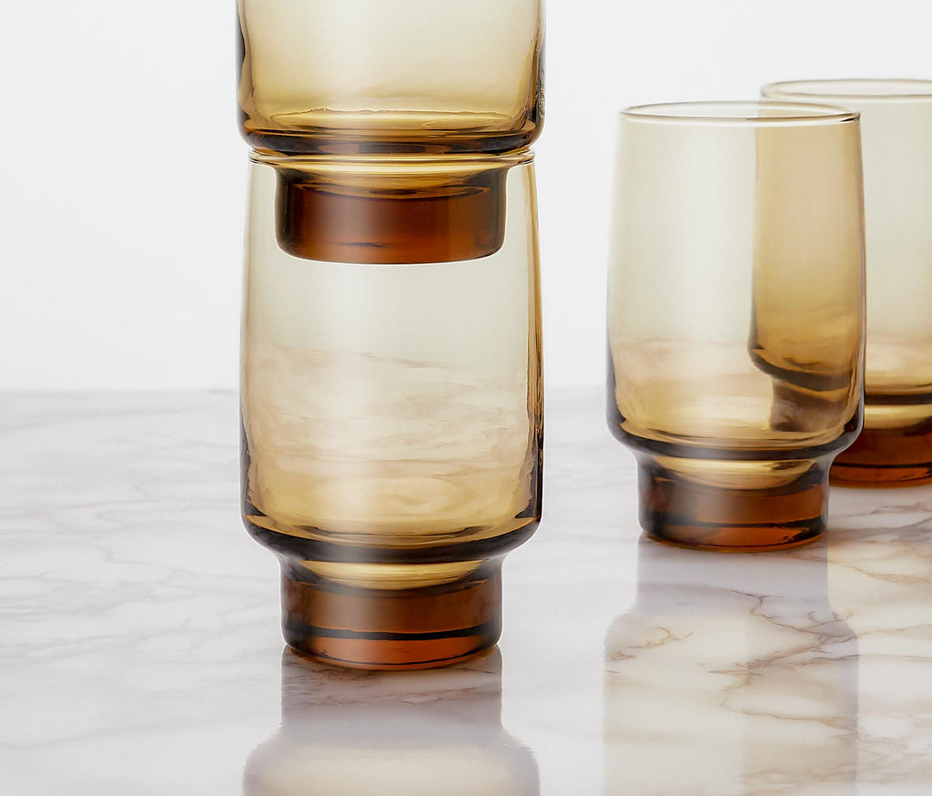 Libbey Tawney Accent Smokey Topaz Stackable Tumblers - Lollygag