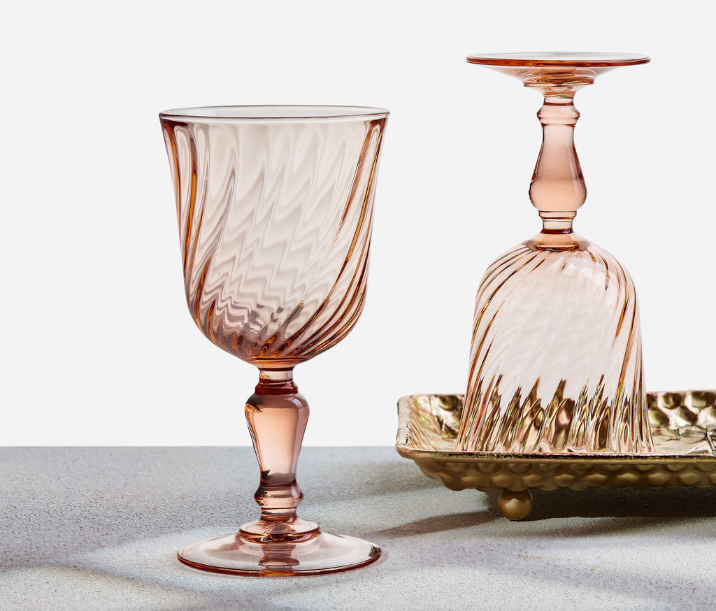 Vintage Luminarc Rosaline Swirl Wine Glasses - lollygag