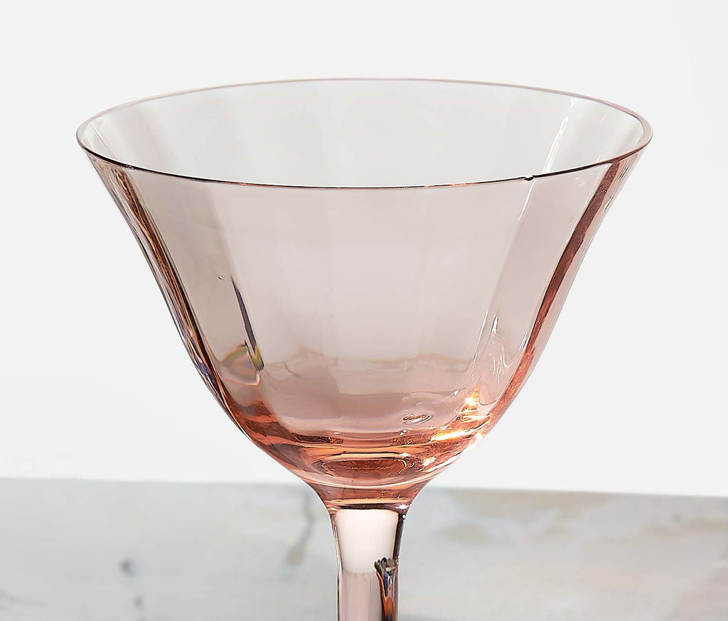 Vintage Rose Paneled Coupe Wine Glass Set