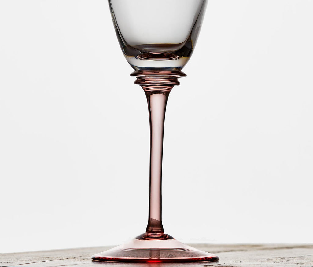 Vintage Pink Stem Wine Glass Set