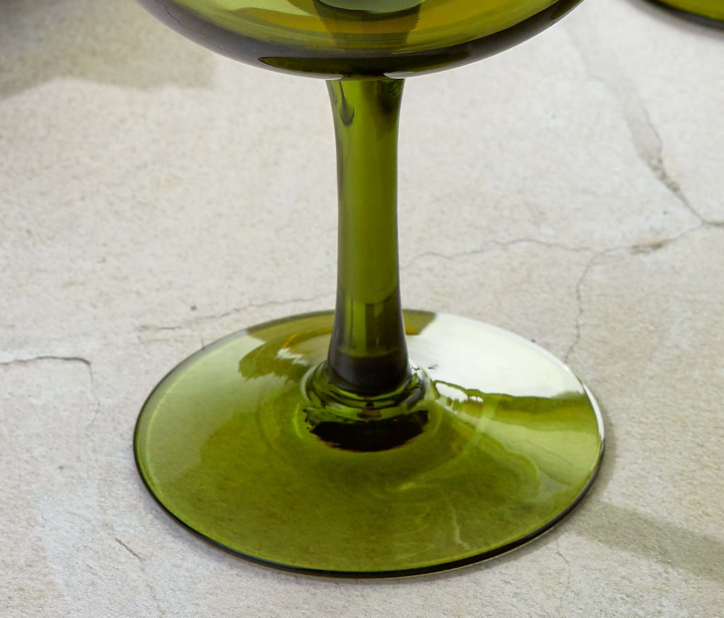 Vintage Sasaki Romance Green wine Glass
