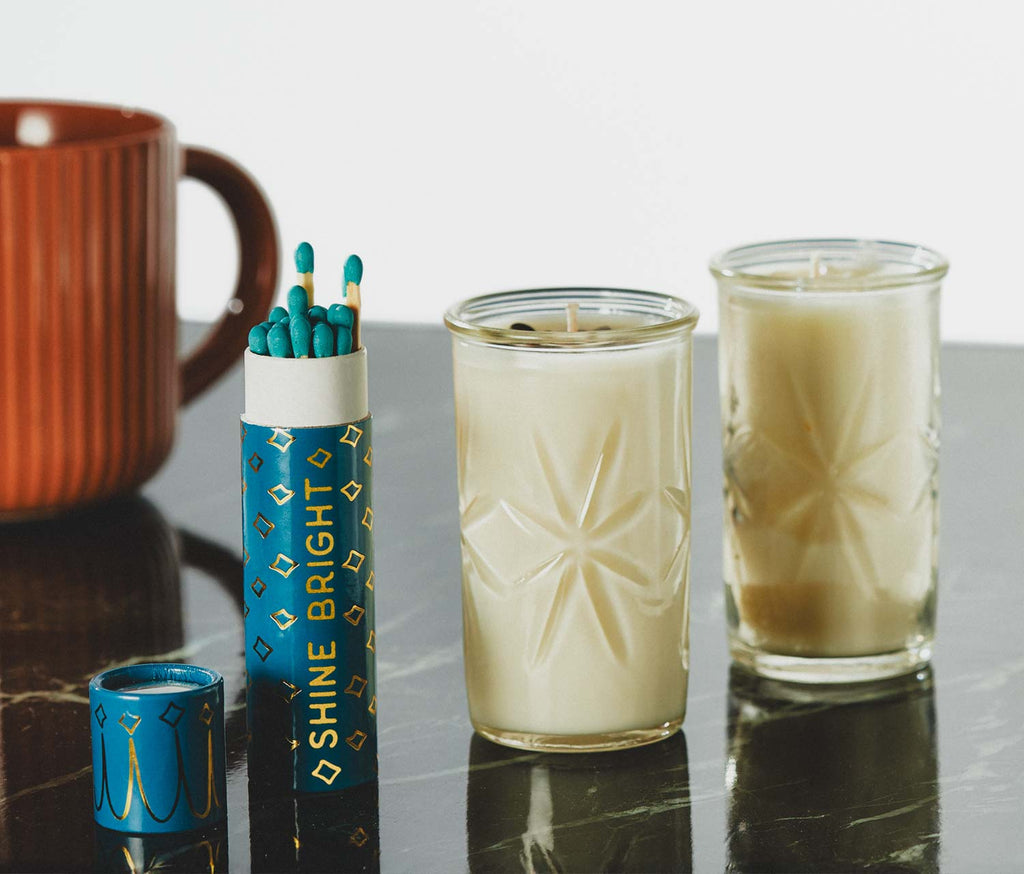 upcycle starburst glass candle set - lollygag