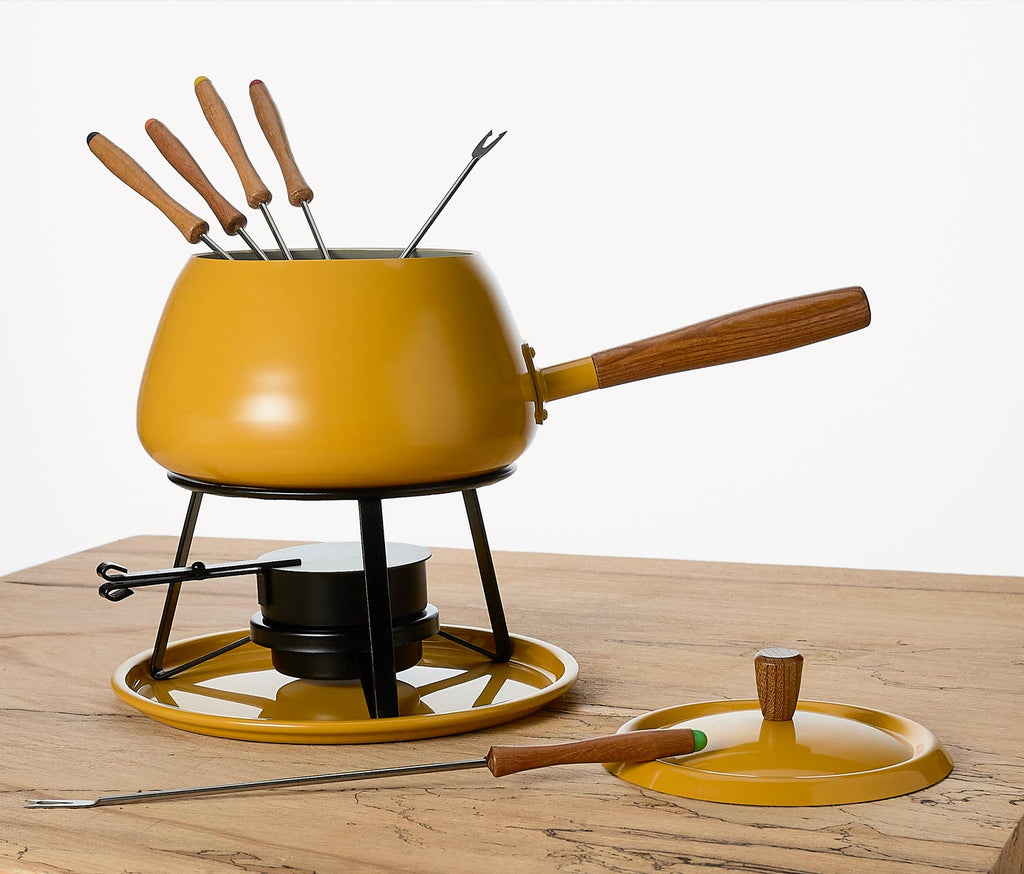 Sunshine Yellow Fondue Set: Vintage 1960-70's MCM