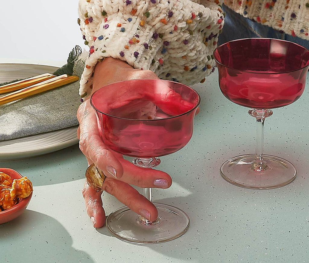 vintage cranberry coupe sherbet glasses - Lollygag