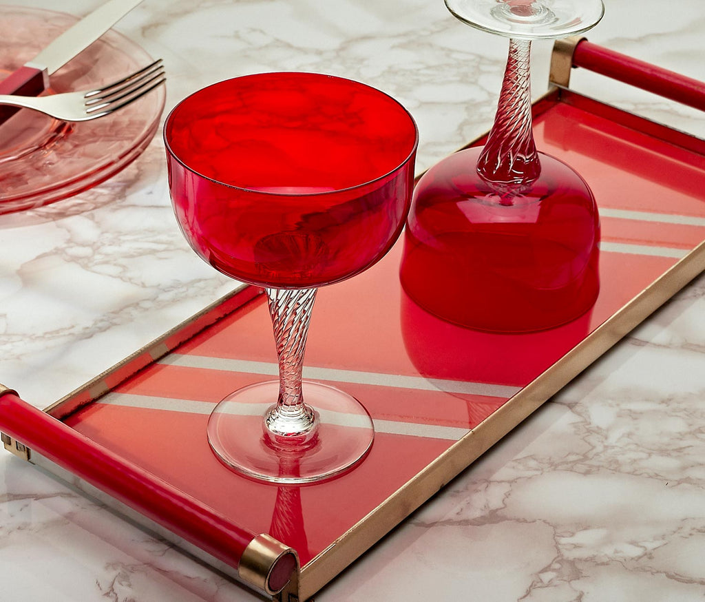 Vintage Art Deco Red Coupe Glass Set - Lollygag