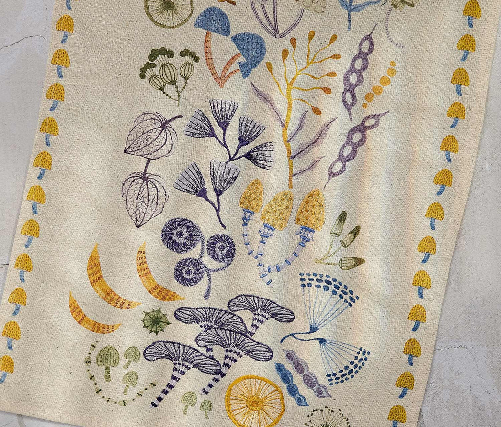 Wildgrove Embroidered Mushroom & Botanical Dishtowel Set